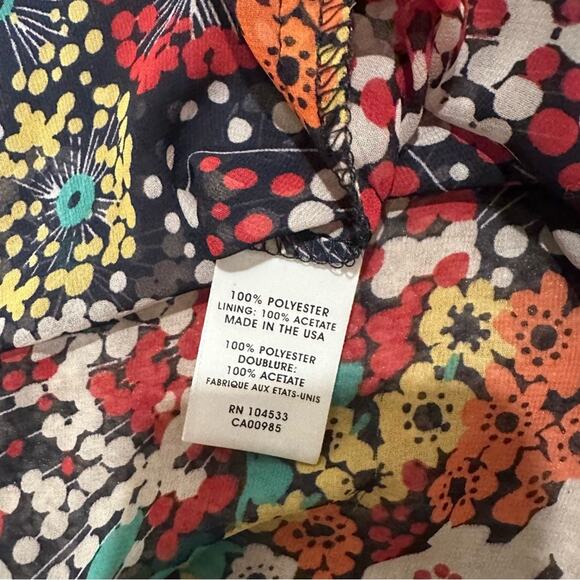 Nanette Lepore Sheer Colorful Flower Top Size 4 - Picture 6 of 6